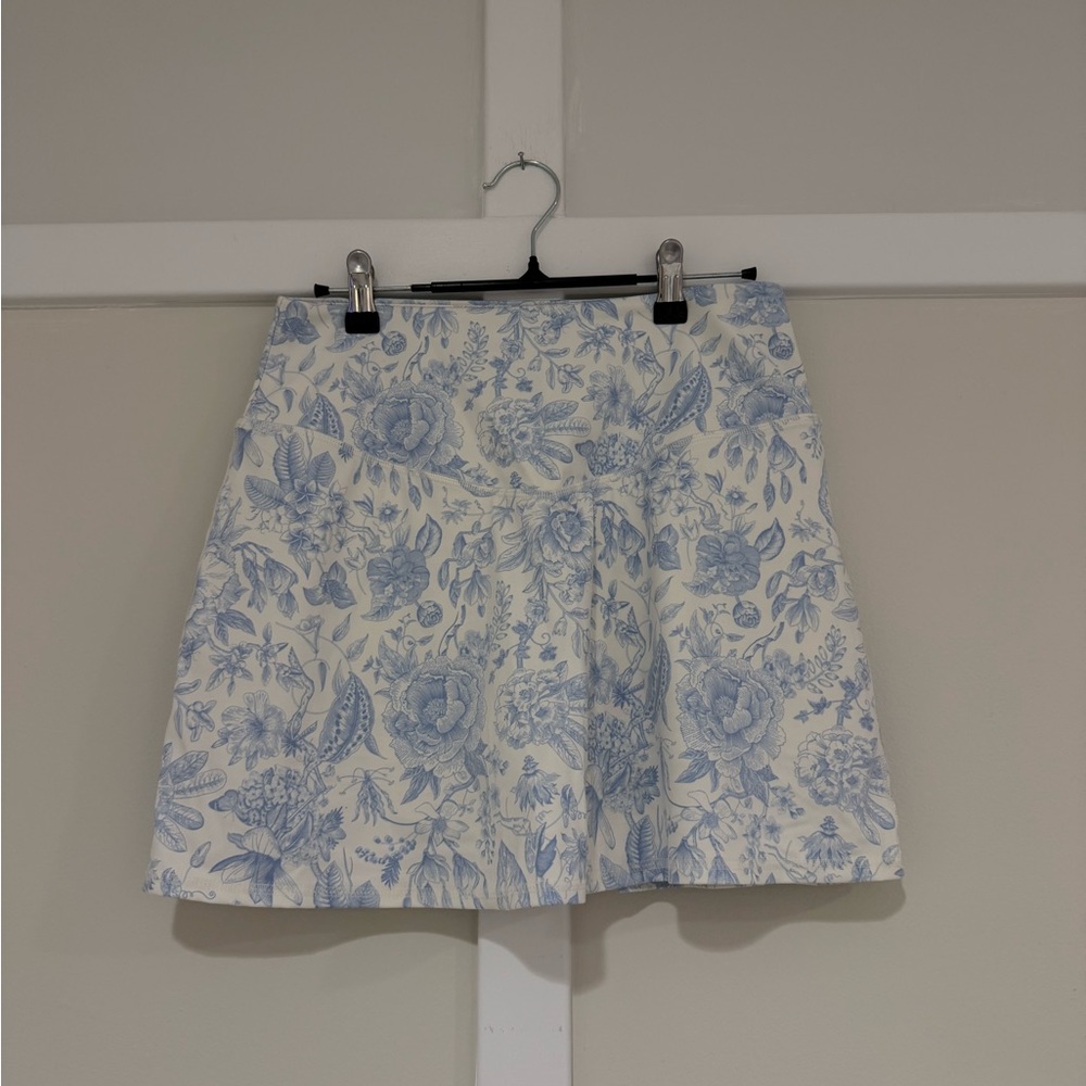 ANTONIO MELANI Blue and White Floral Mini Skirt